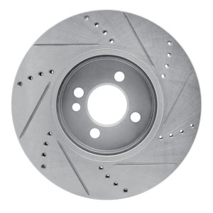 Mini Cooper Brake Rotor (1) - Front Left - R1 Concepts - Drilled & Slotted - Silver - `07-`15